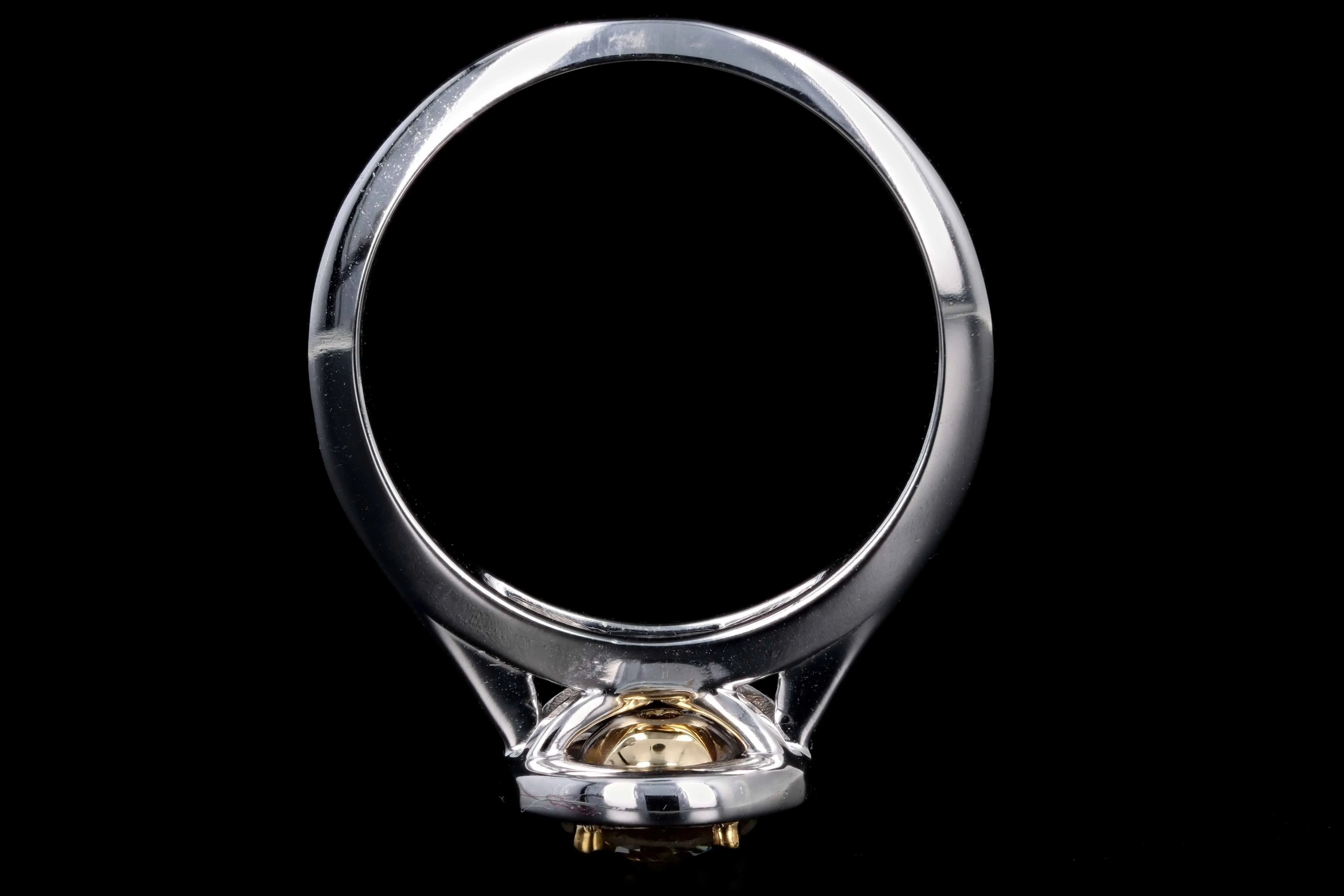 New 14K White Gold .65 Carat Fancy Light Yellow Diamond Halo Ring