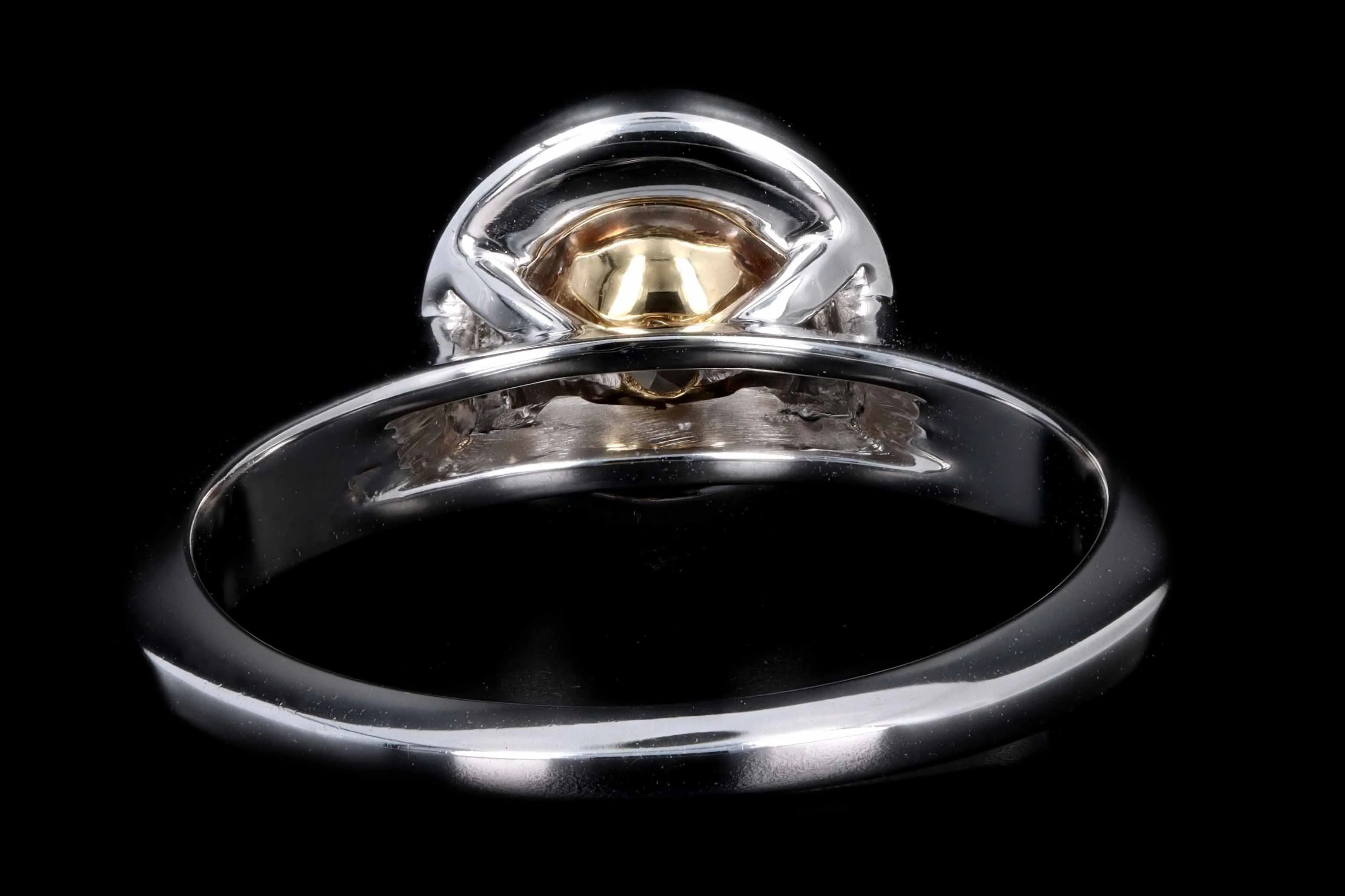 New 14K White Gold .65 Carat Fancy Light Yellow Diamond Halo Ring