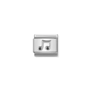 Nomination Composable Link Music Note, Cubic Zirconia, Silver