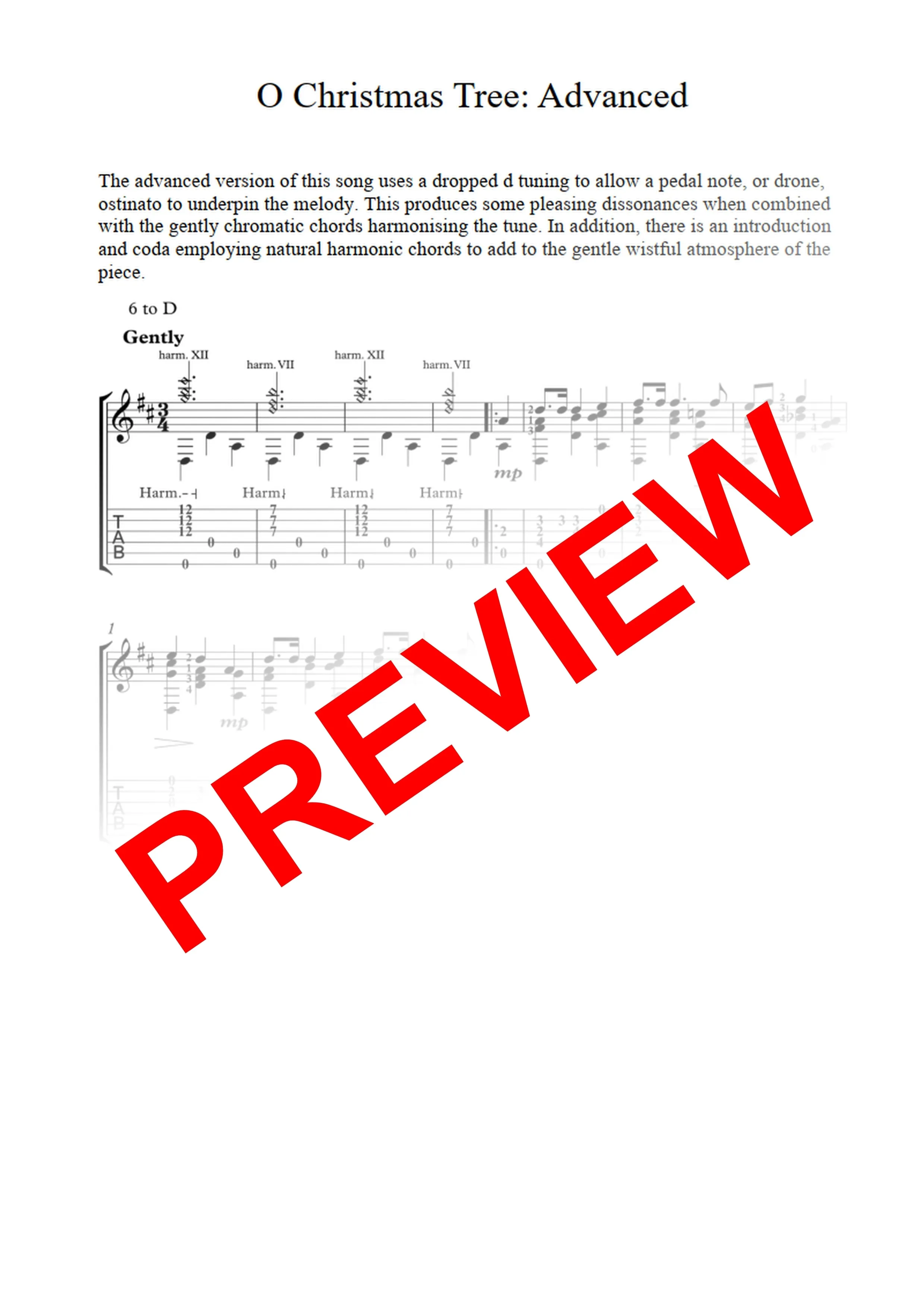 O Christmas Tree: PDF Advanced Version for guitar - Sheet Music Download