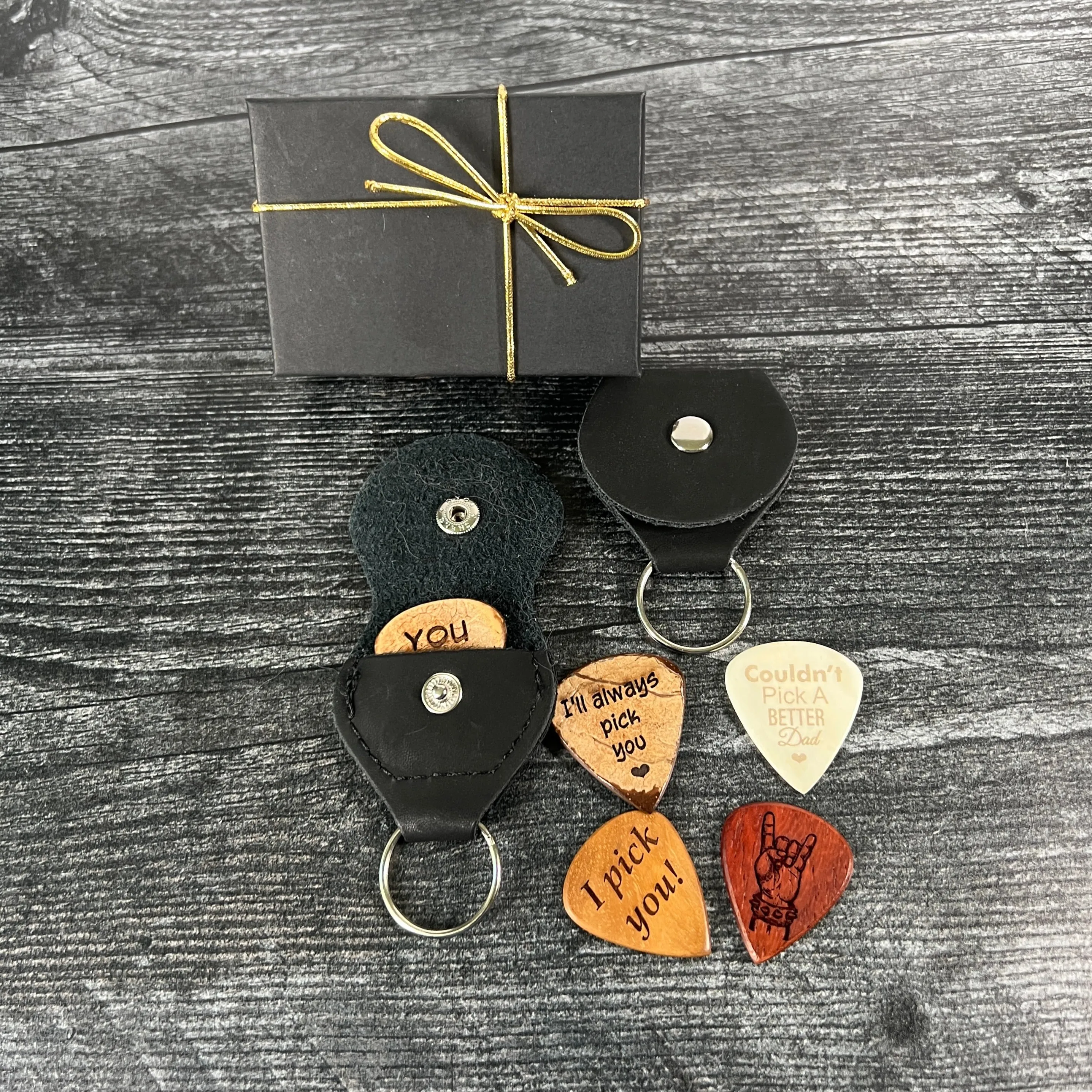 One Custom Engraved Wood or Bone Guitar Pick, Add Text or Image
