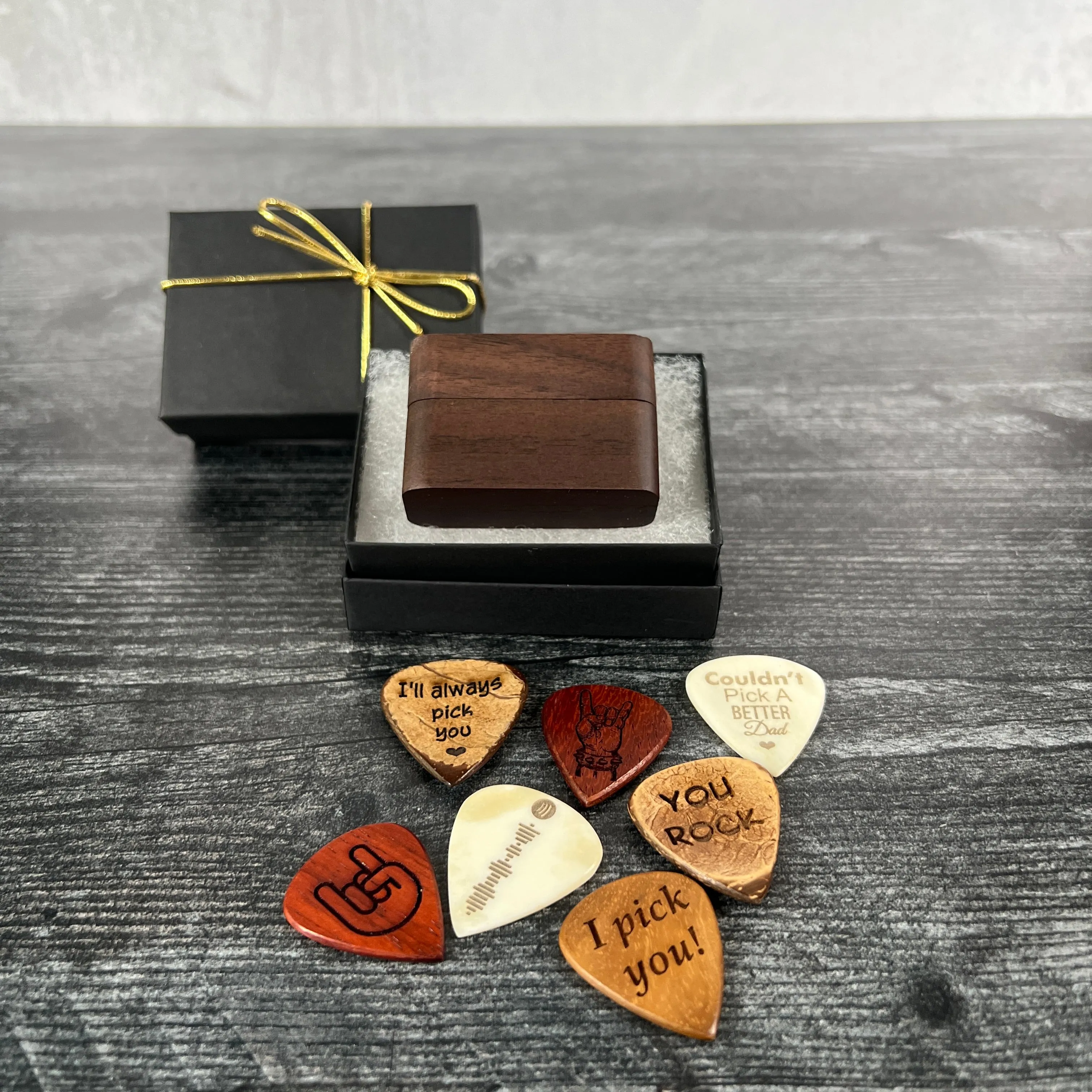 One Custom Engraved Wood or Bone Guitar Pick, Add Text or Image