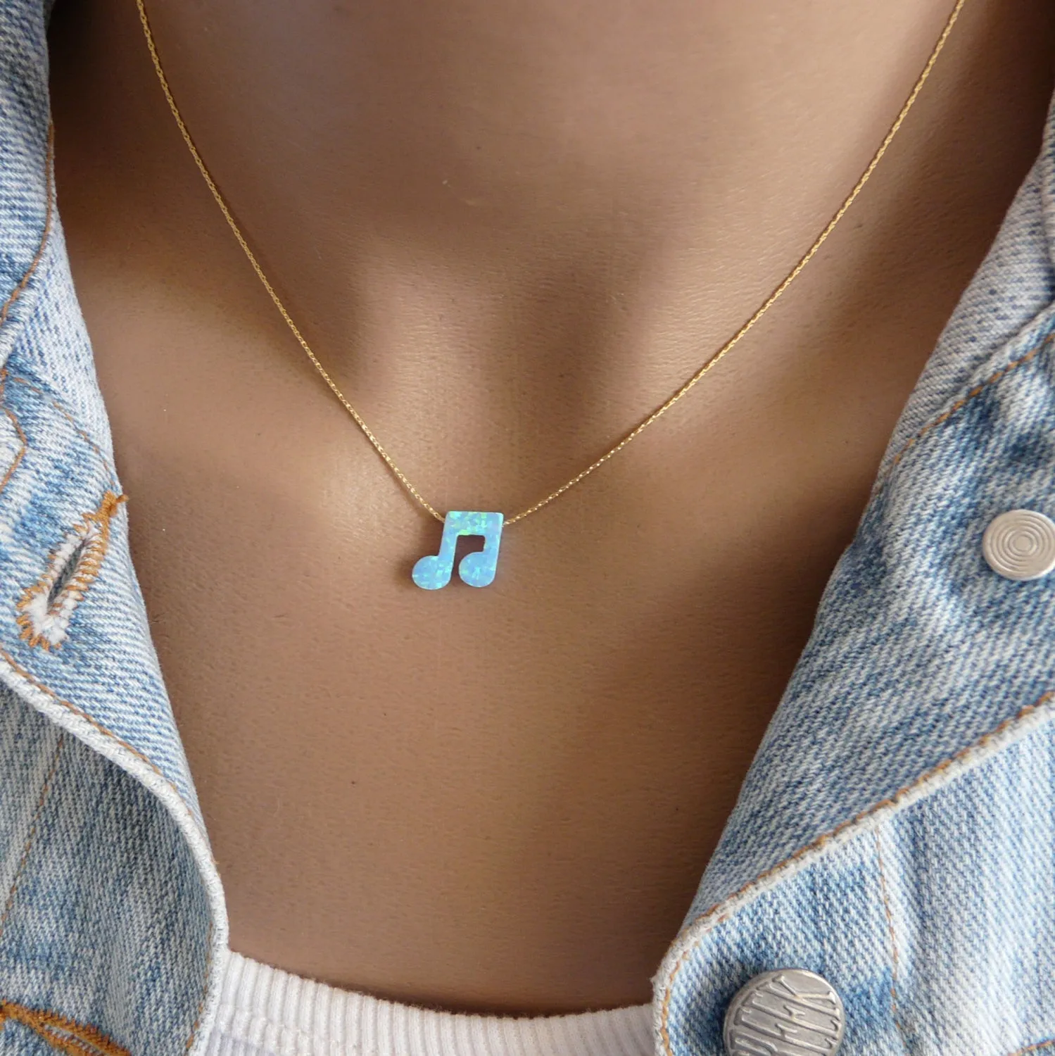 Opal Music Note Necklace – Perfect for Music Lovers