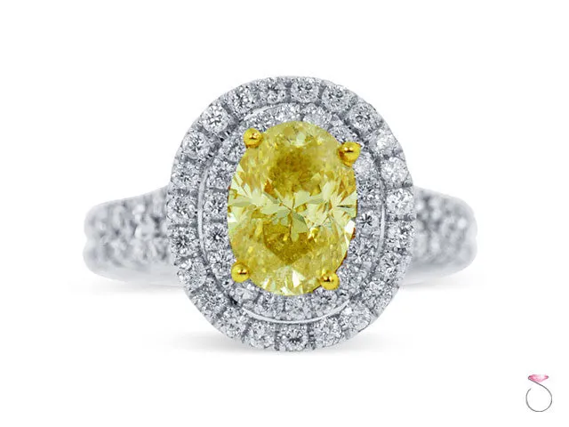 Oval Fancy Yellow Diamond Engagement Ring 2.34ctw in 18K
