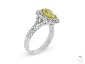 Oval Fancy Yellow Diamond Engagement Ring 2.34ctw in 18K