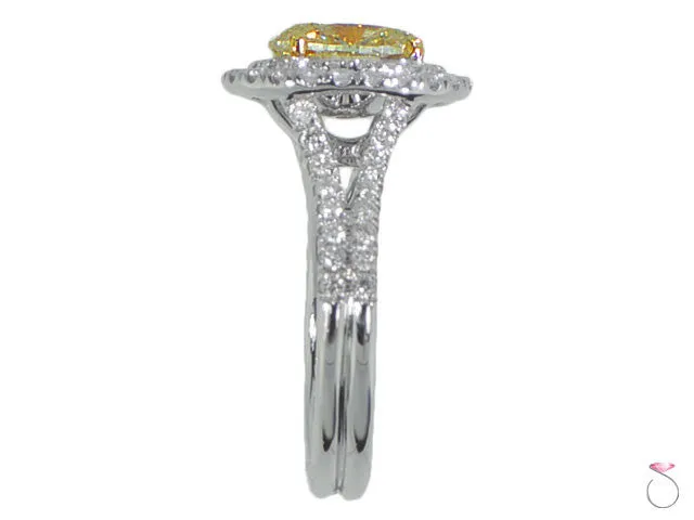 Oval Fancy Yellow Diamond Engagement Ring 2.34ctw in 18K