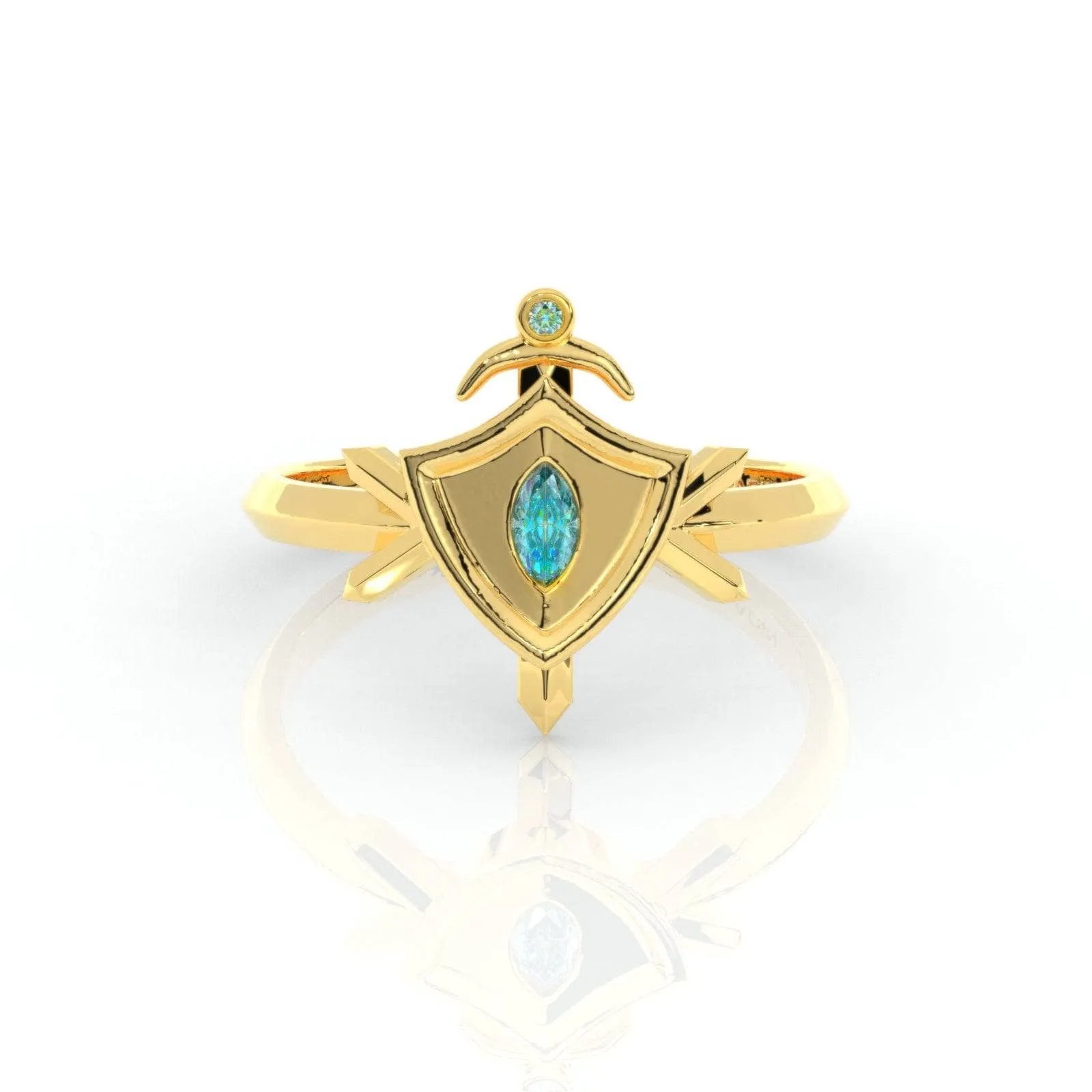 Paladin's Shield Ring (Unisex)- 14k Yellow Gold Video Game Inspired Rings