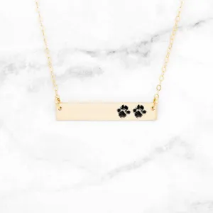 Paw Print Bar Necklace - Custom Paw Print Necklace