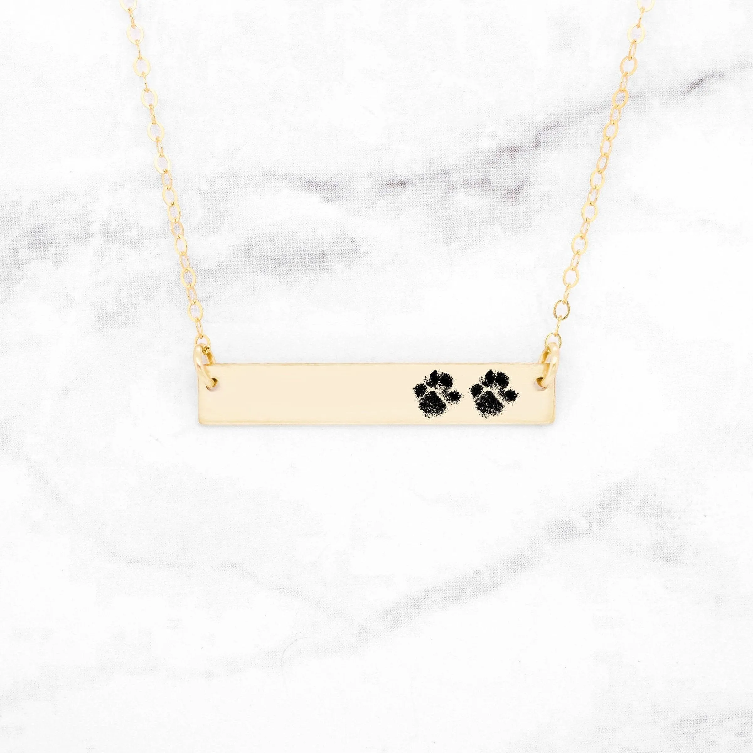 Paw Print Bar Necklace - Custom Paw Print Necklace