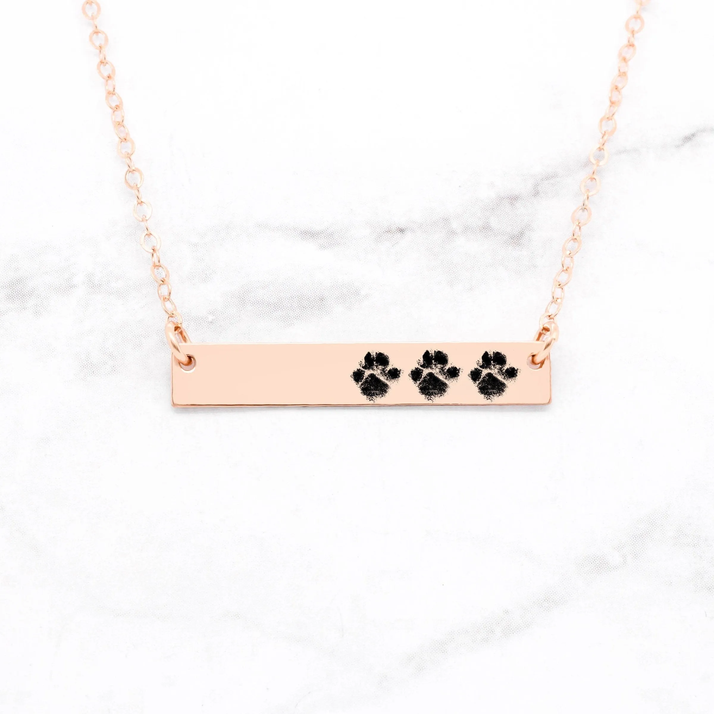 Paw Print Bar Necklace - Custom Paw Print Necklace