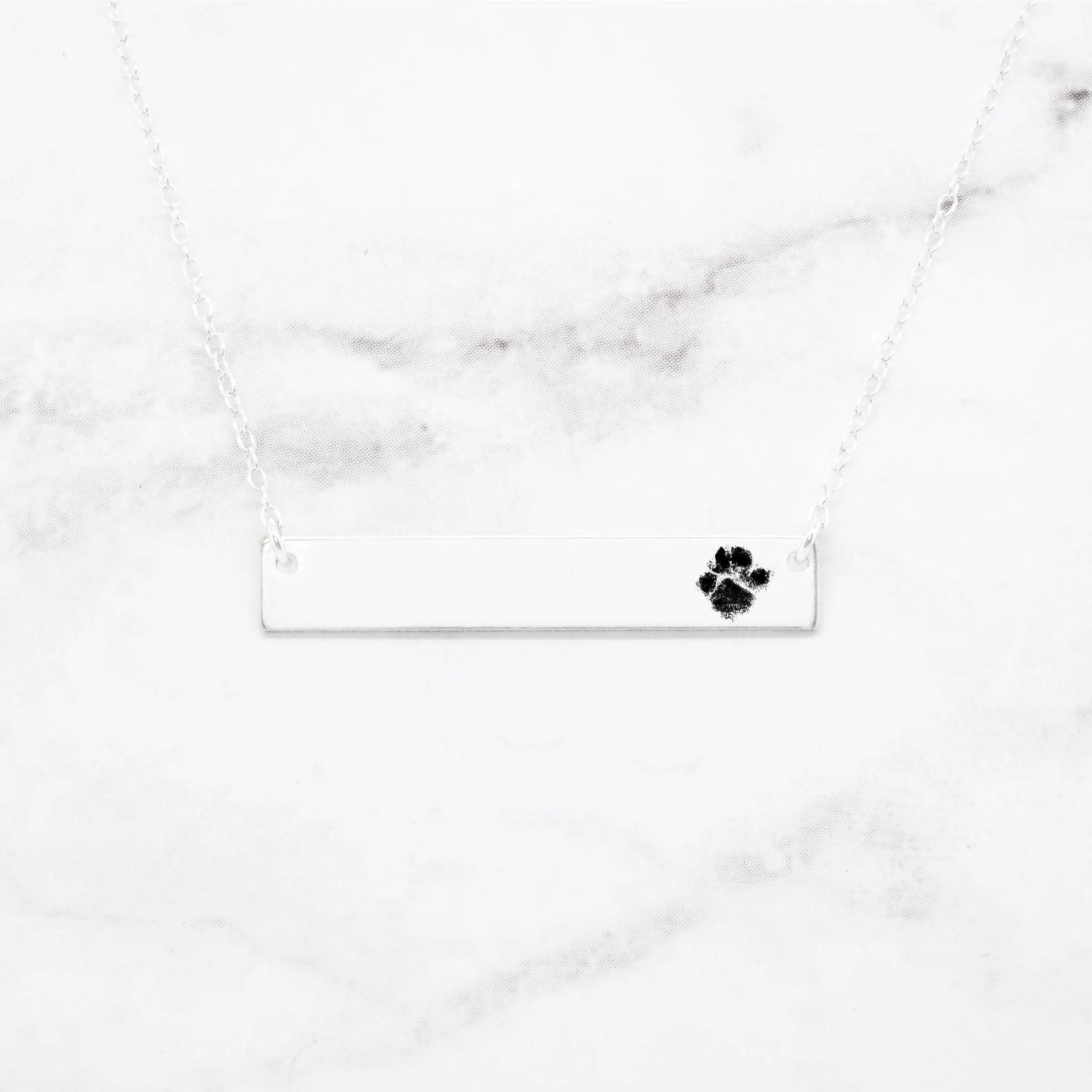 Paw Print Bar Necklace - Custom Paw Print Necklace