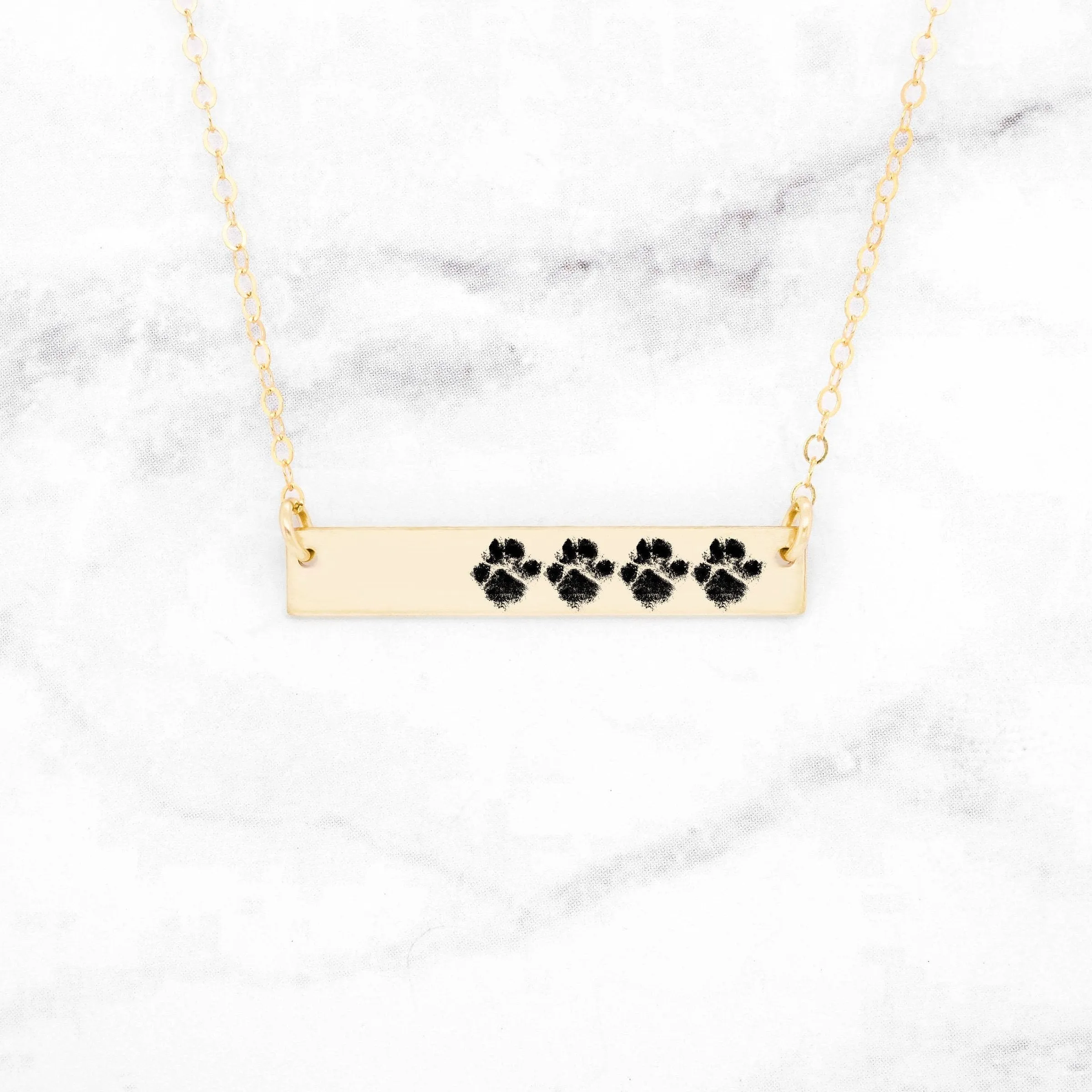 Paw Print Bar Necklace - Custom Paw Print Necklace