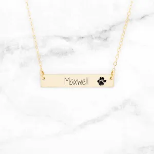 Paw Print Bar Necklace - Custom Pet Necklace