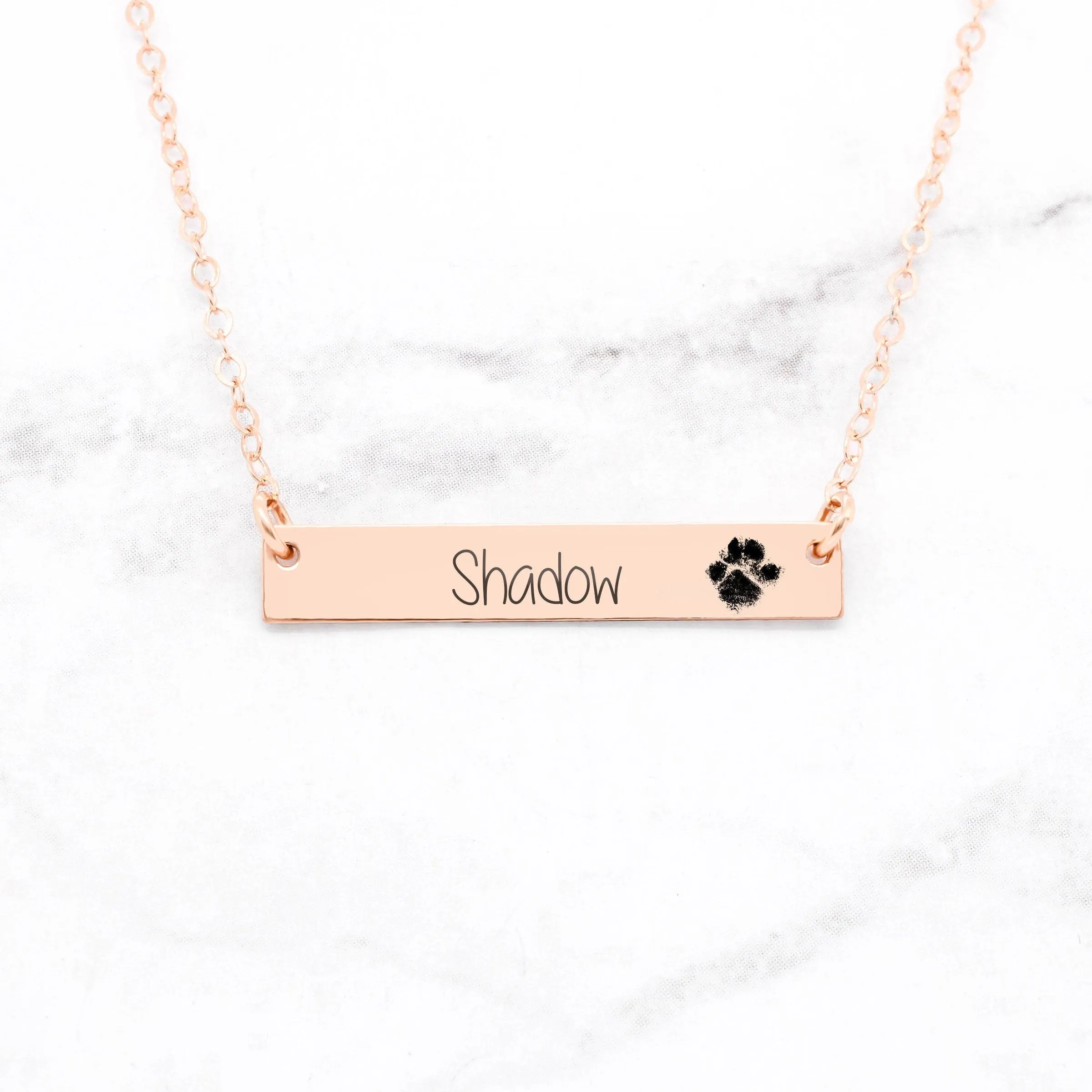 Paw Print Bar Necklace - Custom Pet Necklace
