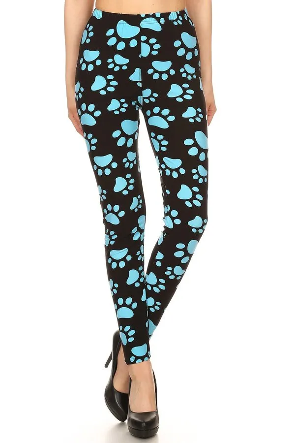 Paw Print Blue Plus Size Leggings