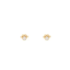 Paw Print Cubic Zirconia Gemstone Post Stud Earring Pet