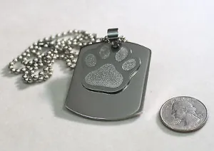 PAW PRINT DOG CAT MEMORIAL PET OR TEAM ENGRAVED X LARGE THICK SOLID STAINLESS