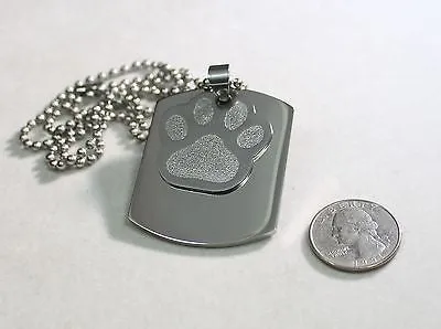 PAW PRINT DOG CAT MEMORIAL PET OR TEAM ENGRAVED X LARGE THICK SOLID STAINLESS