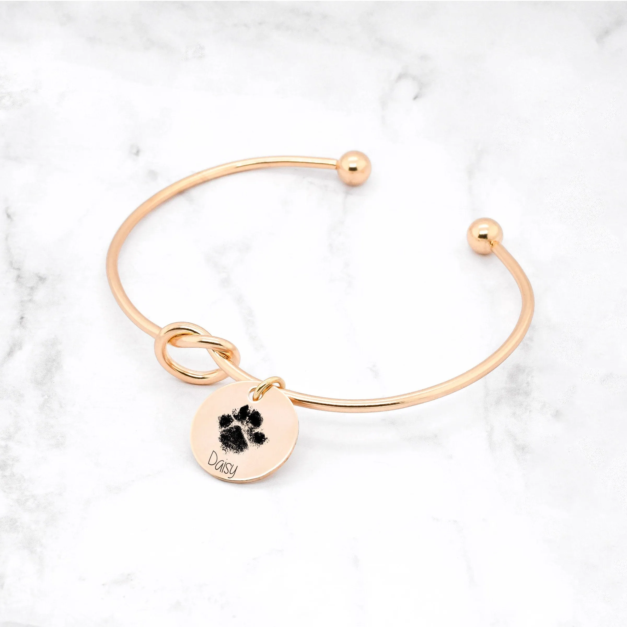 Paw Print Knot Bangle - Custom Paw Print Bracelet