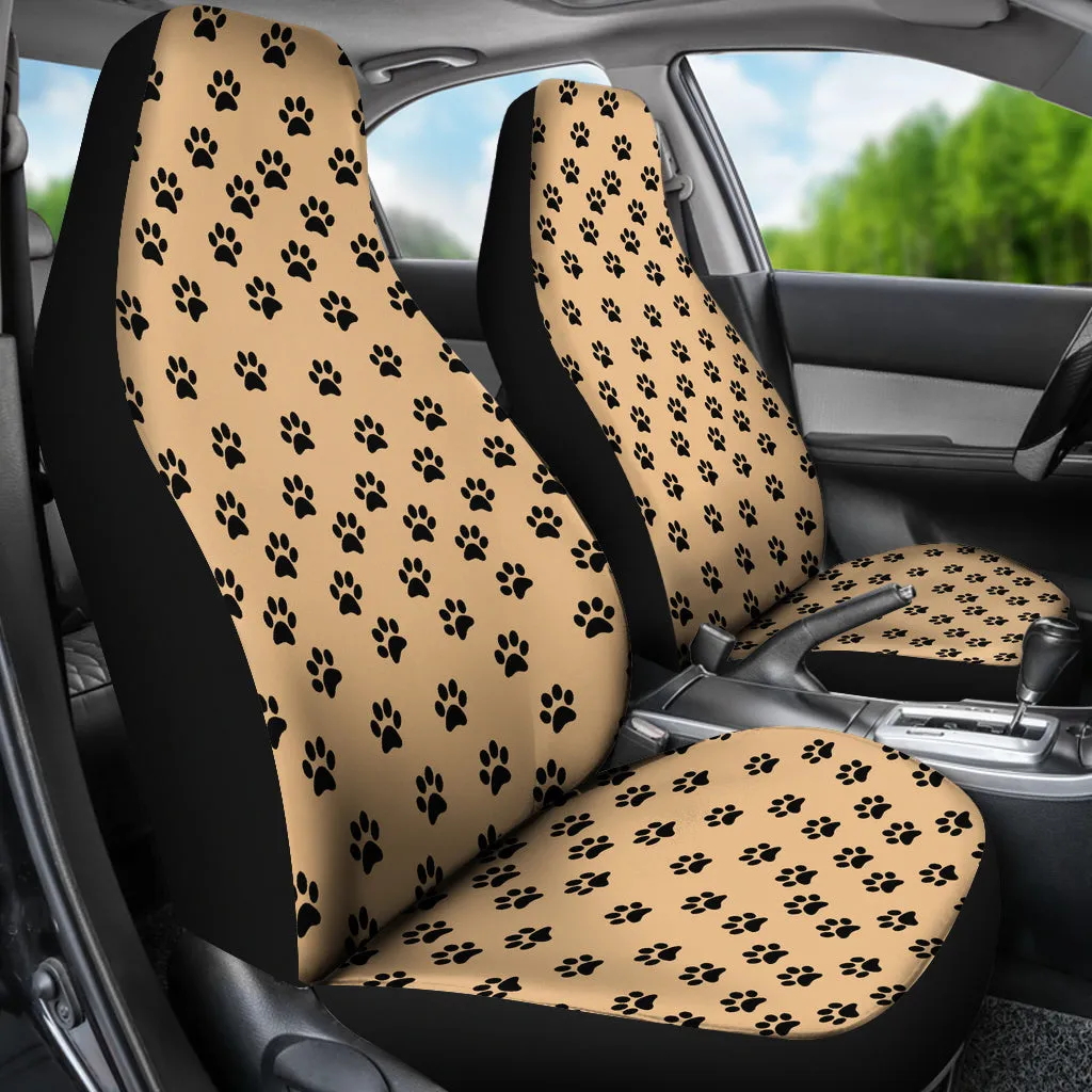 Paw Prints Tan Car Seat Covers (Set of 2)