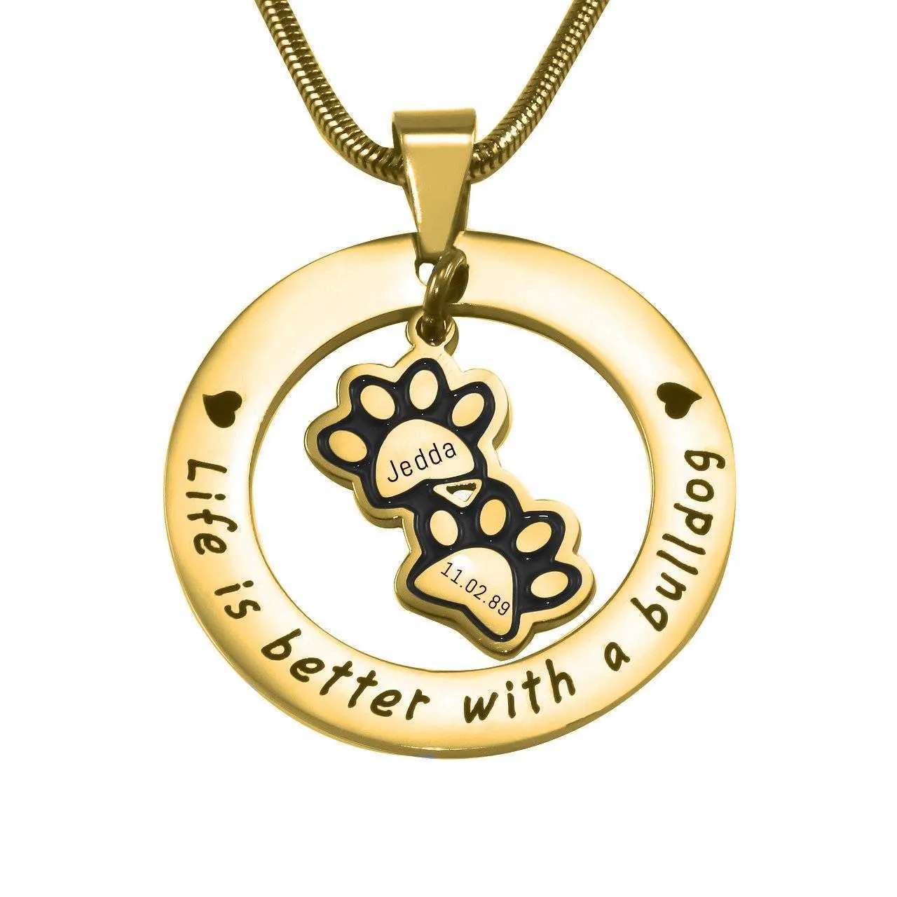 Paw Prints Washer Necklace