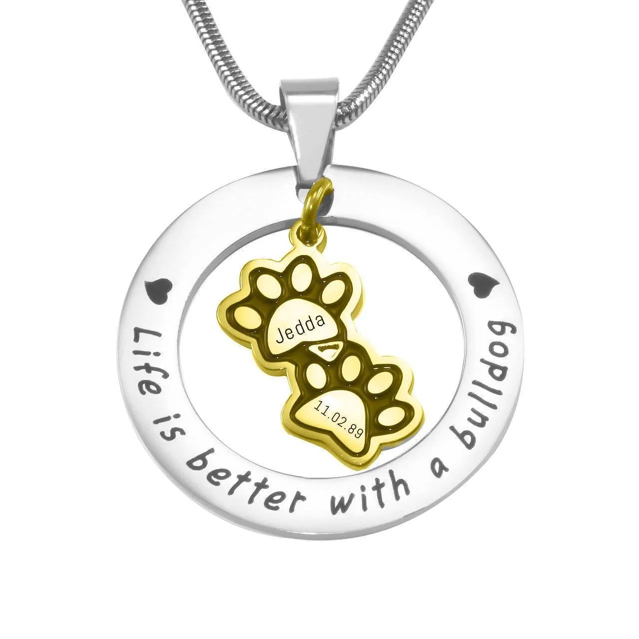 Paw Prints Washer Necklace