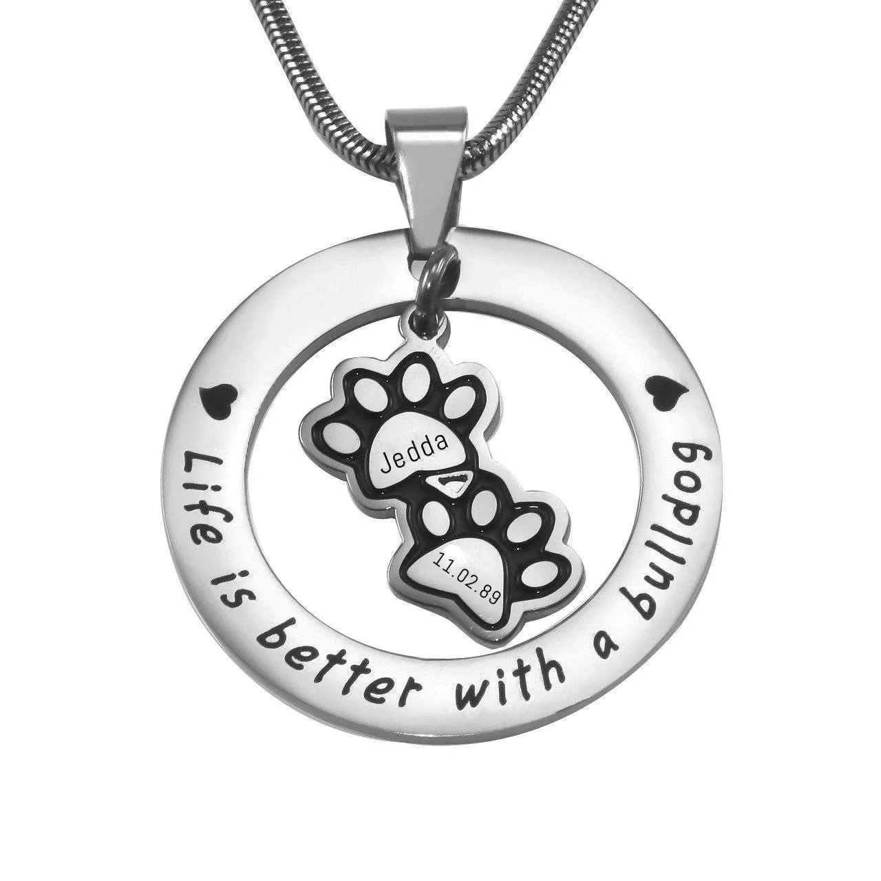 Paw Prints Washer Necklace