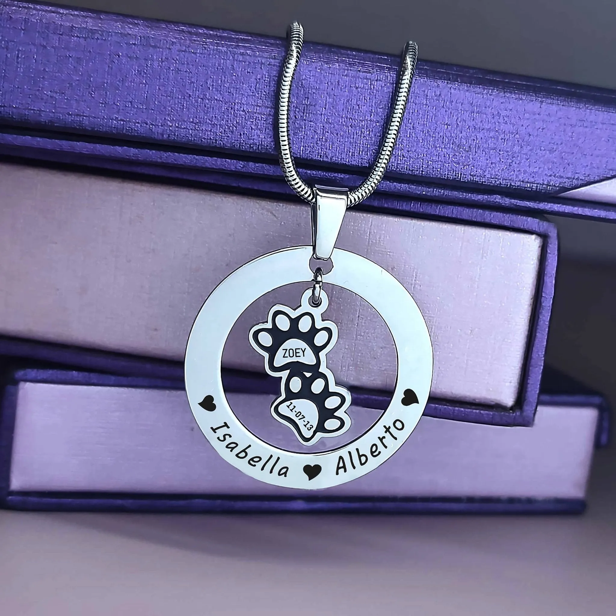 Paw Prints Washer Necklace