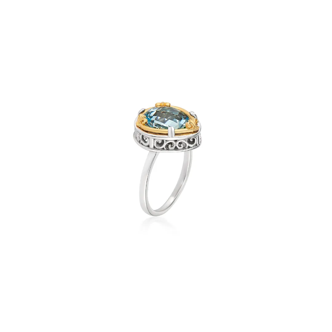 Pear-Shaped Blue Topaz Ring