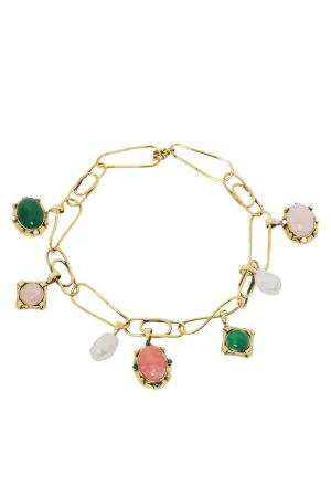 Pearl And Stone Charm Necklace | Multi Stone