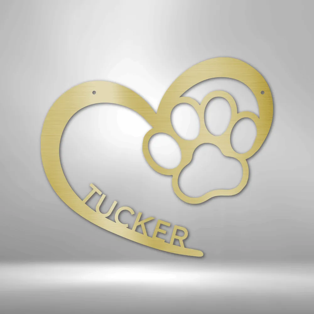 Personalized Dog Heart  with Name Steel Sign