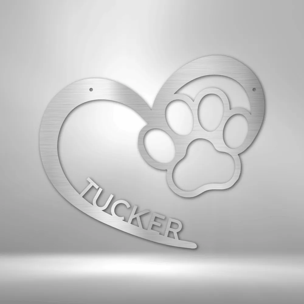 Personalized Dog Heart  with Name Steel Sign