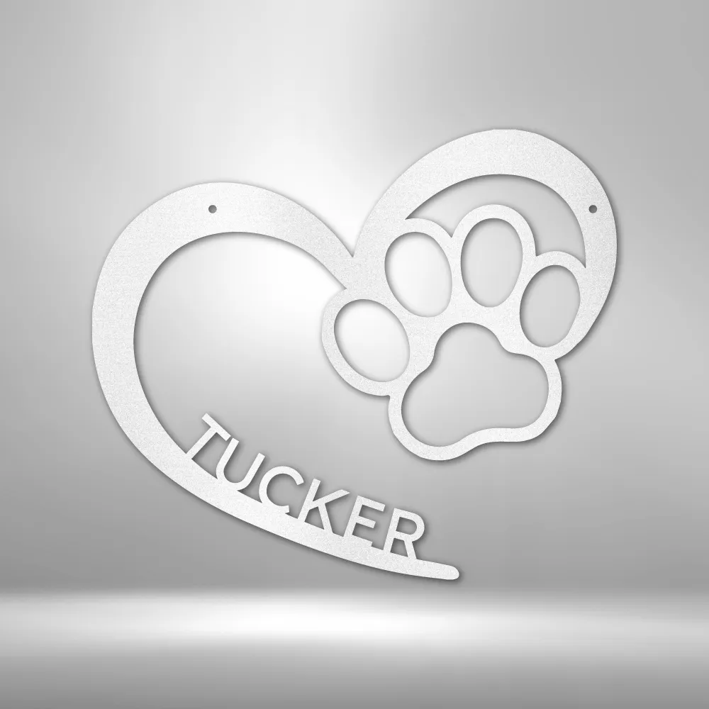 Personalized Dog Heart  with Name Steel Sign