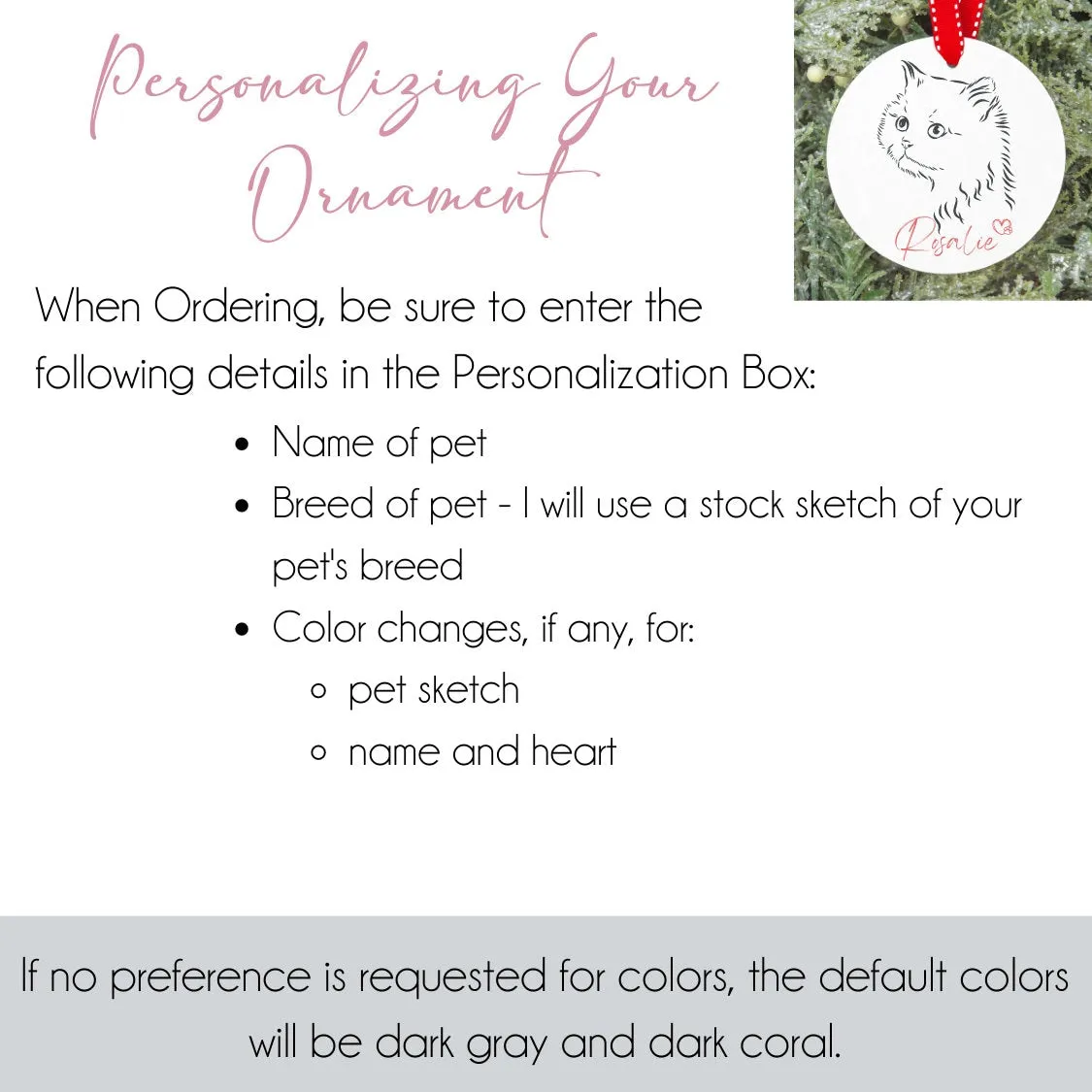 Pet Ornament for Christmas Tree - Personalized with Your Pet's Name and Image of Pet/Breed