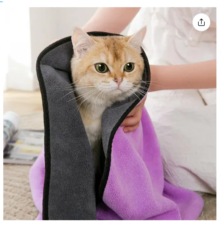 Pet Towel Quick Dry Dog Towel Bath Robe Soft Fiber Absorbent Cat Bath Towel Convenient Pet Cleaning Washcloth Pet Accessories