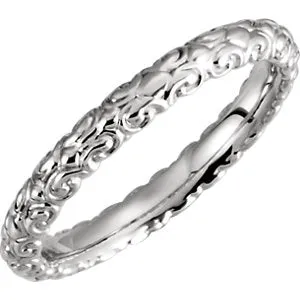 Platinum 2.9 mm Sculptural-Inspired Band Size 5