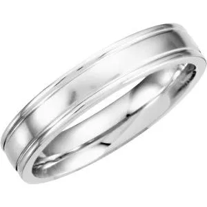 Platinum 4.5 mm Grooved Band with Satin Finish Size 9