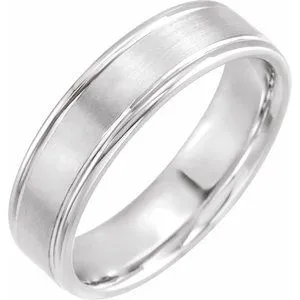 Platinum 6 mm Grooved Band Size 7.5