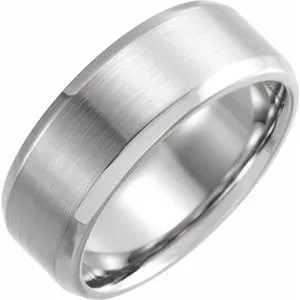 Platinum 8 mm Beveled2Edge Band with Satin Finish Size 10