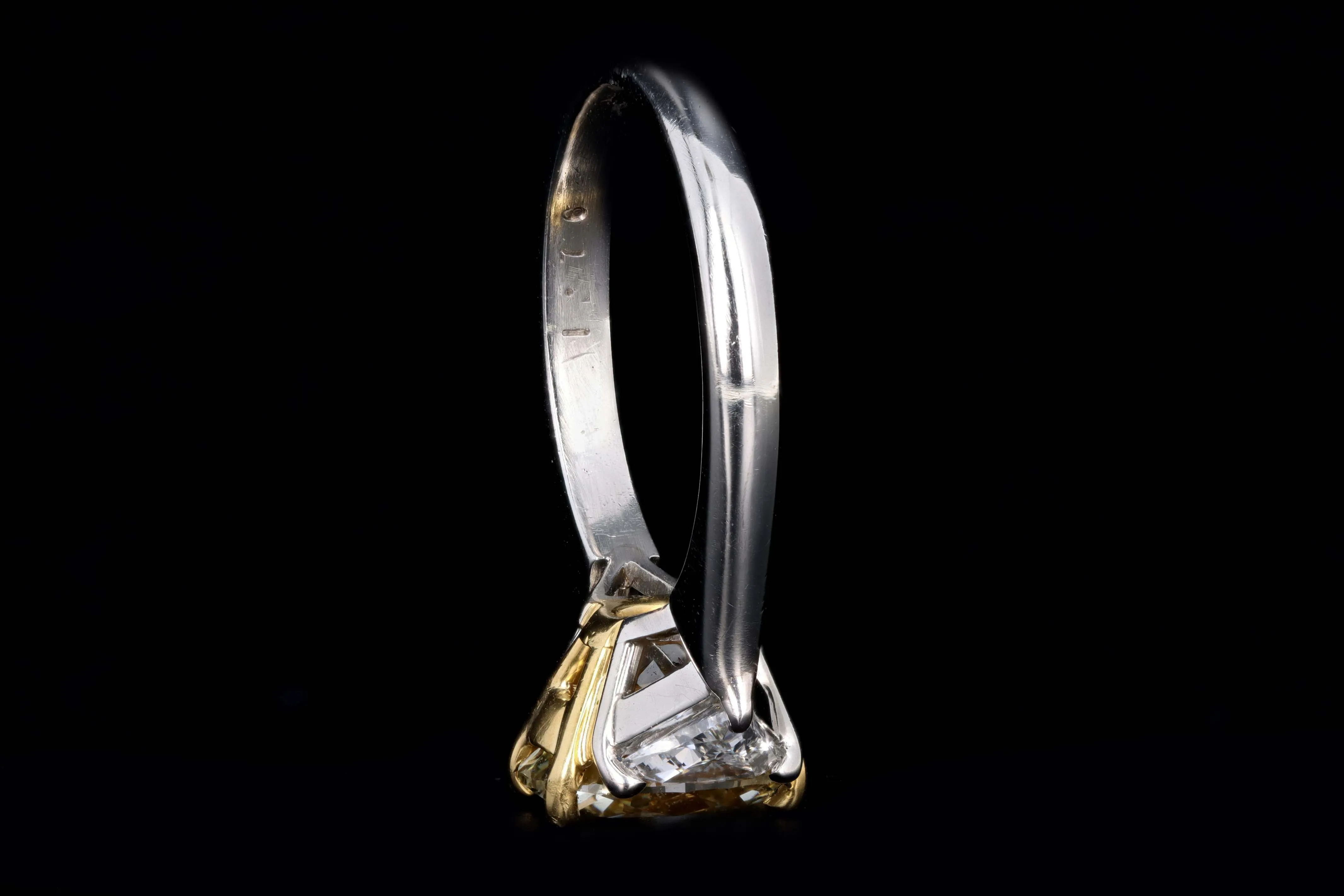 Platinum and 22K Yellow Gold 1.76 Carat Oval Cut Fancy Yellow Diamond Engagement Ring