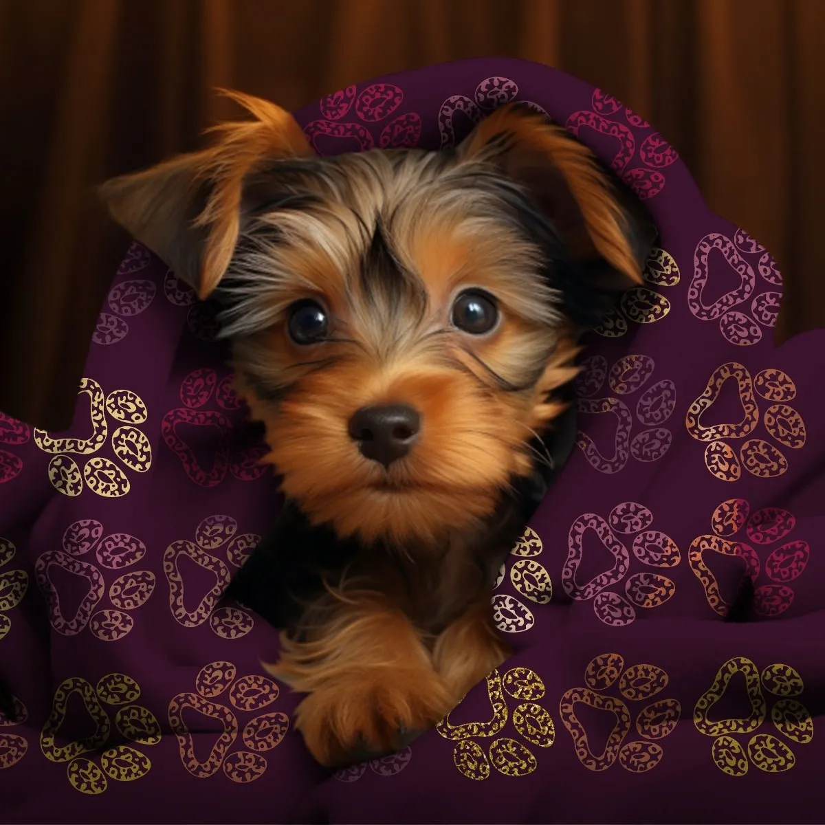 Plum Paw Prints Throw Blanket