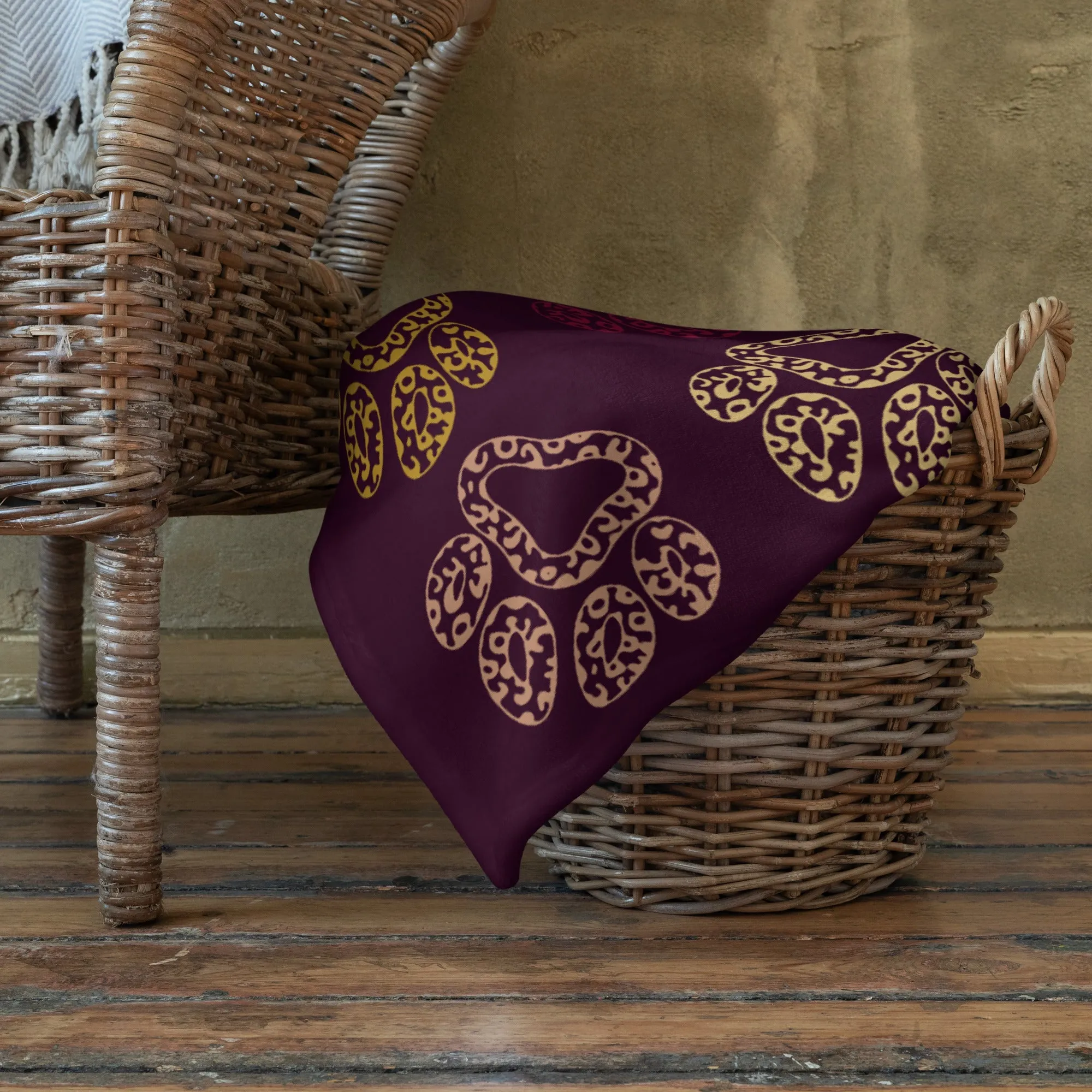 Plum Paw Prints Throw Blanket