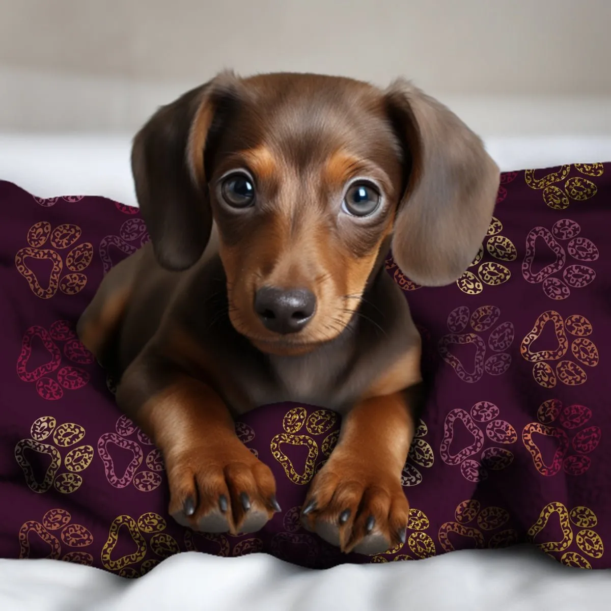 Plum Paw Prints Throw Blanket