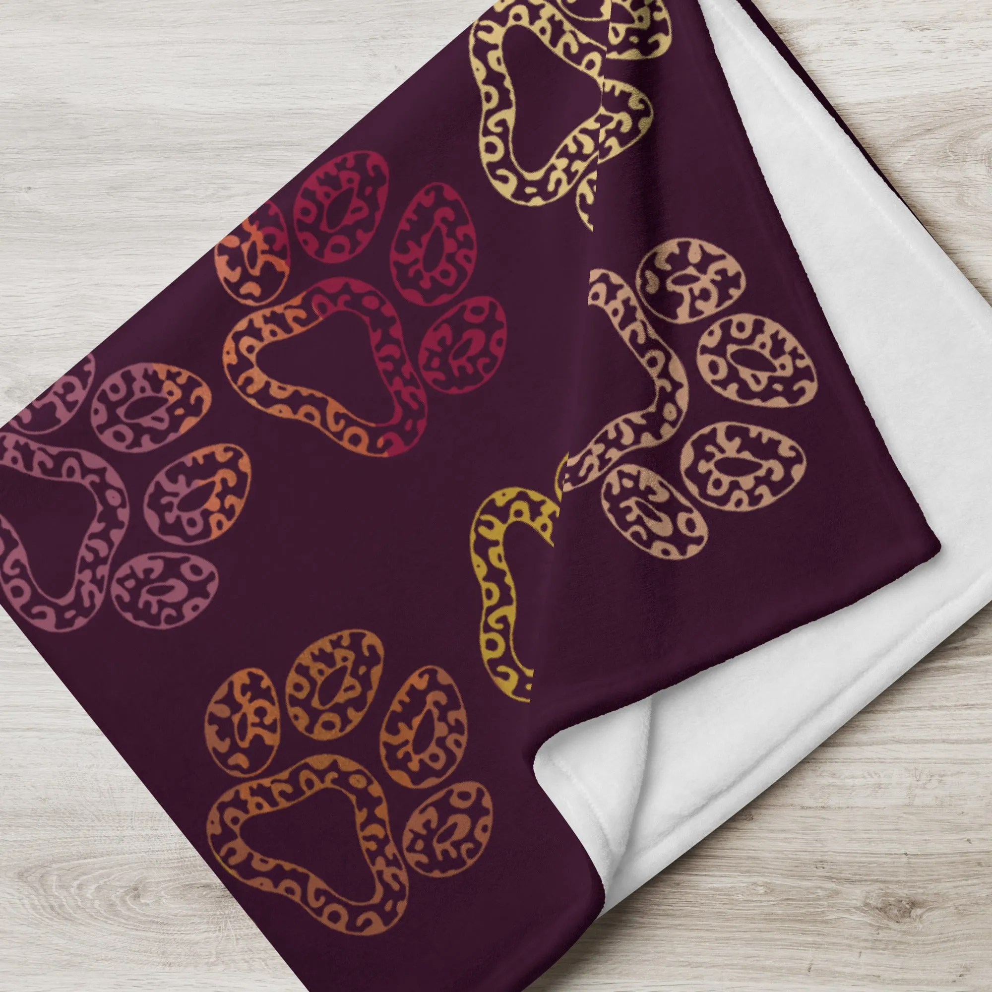 Plum Paw Prints Throw Blanket
