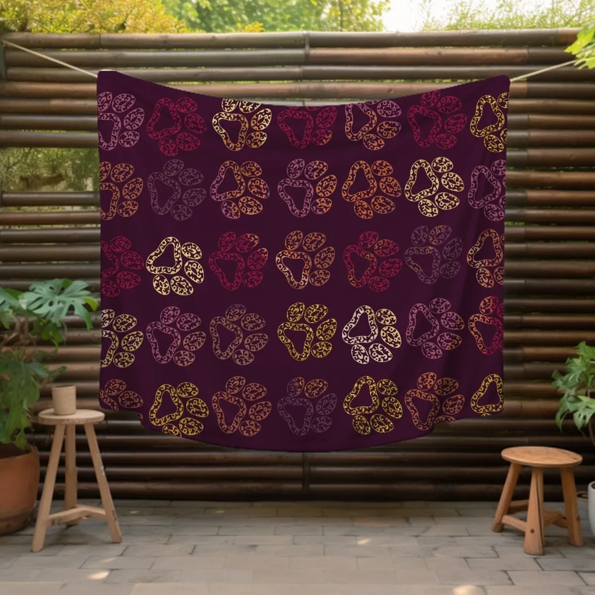 Plum Paw Prints Throw Blanket