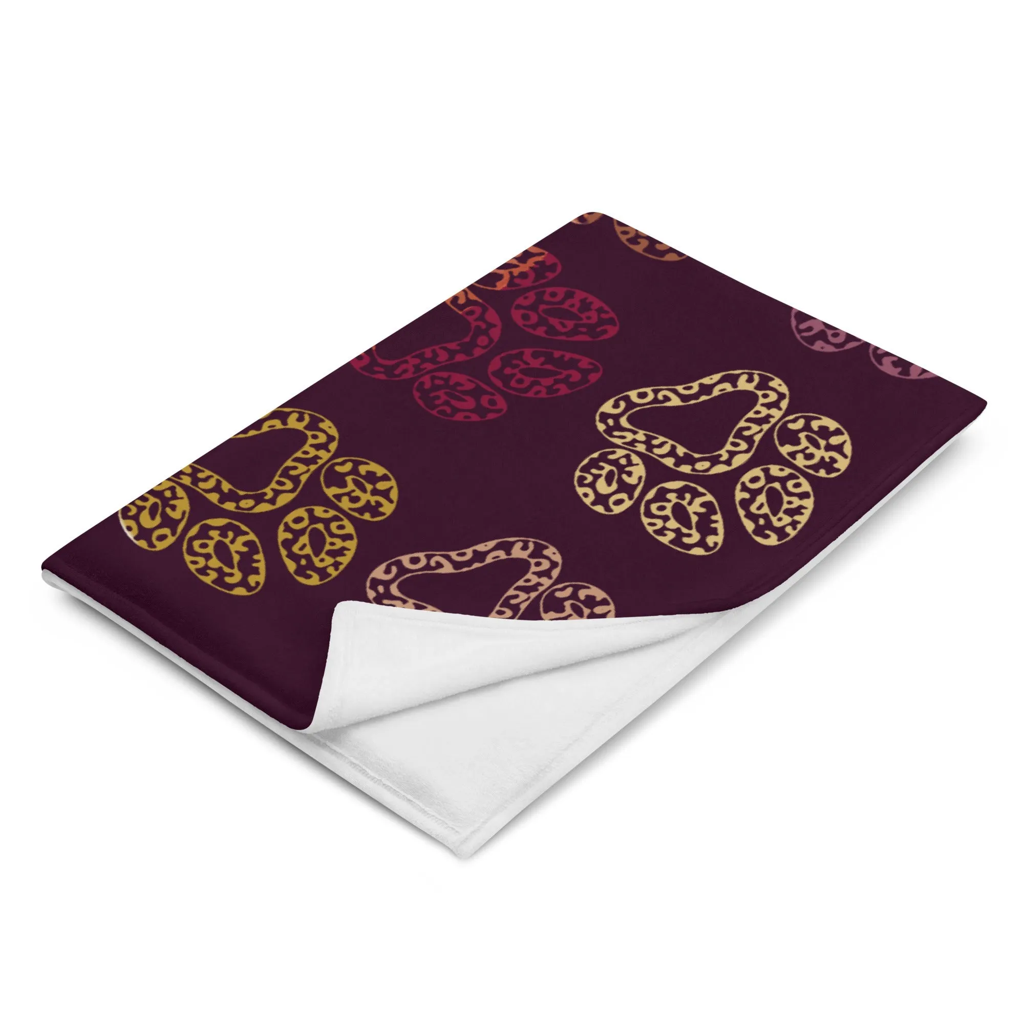Plum Paw Prints Throw Blanket