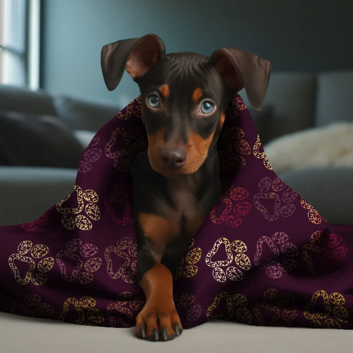 Plum Paw Prints Throw Blanket