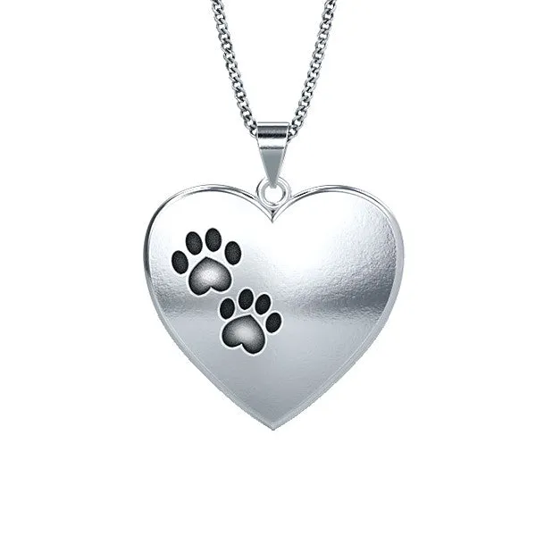 Plush Heart Paw Print Necklace