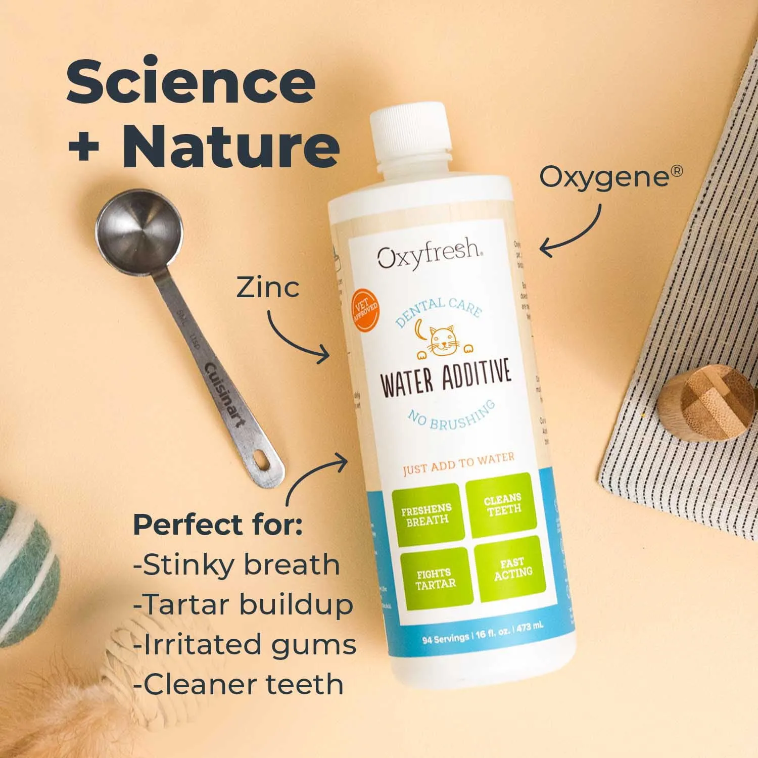 Premium Oxyfresh Cat Dental Water Additive, Fights Tartar & Plaque-8 Fl Oz