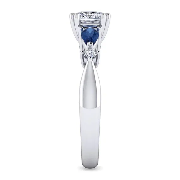 Princess Cut Five Stone Sapphire and Diamond Engagement Ring Mounting